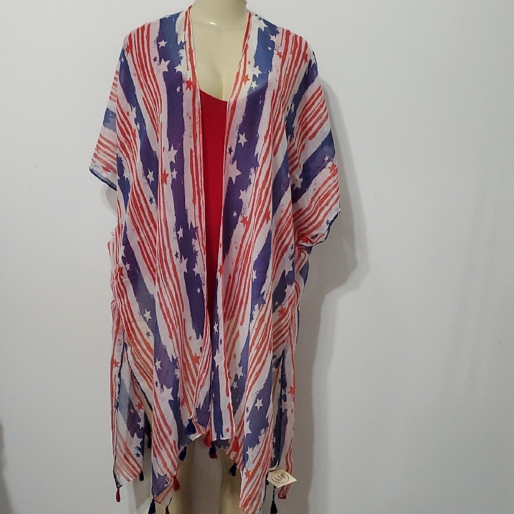 b new york Red and Blue Striped Top